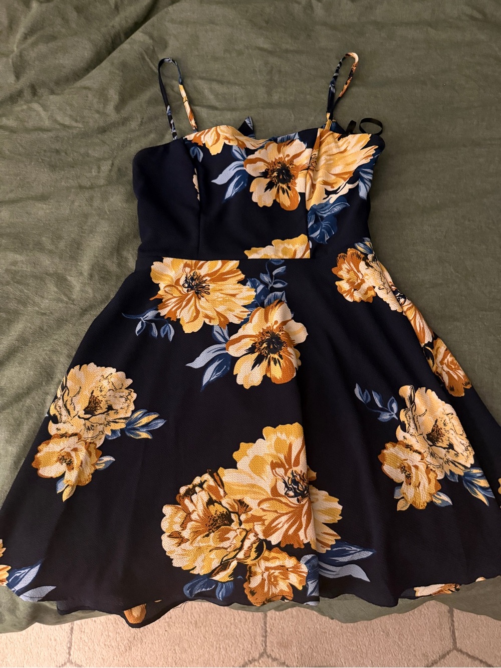 B Darlin Navy Mini Dress with Yellow Floral Print